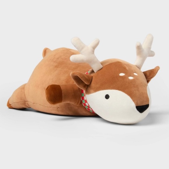 Holiday Brown Deer Weighted Plush Throw Pillow - Pillowfort - Picture 1 of 12